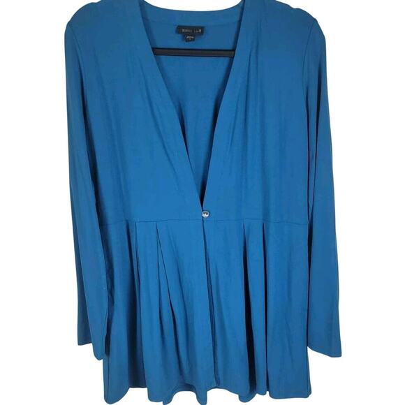 J. Jill Wearever Collection Single Button Cardigan Teal Womens Small Slinky - Picture 1 of 14